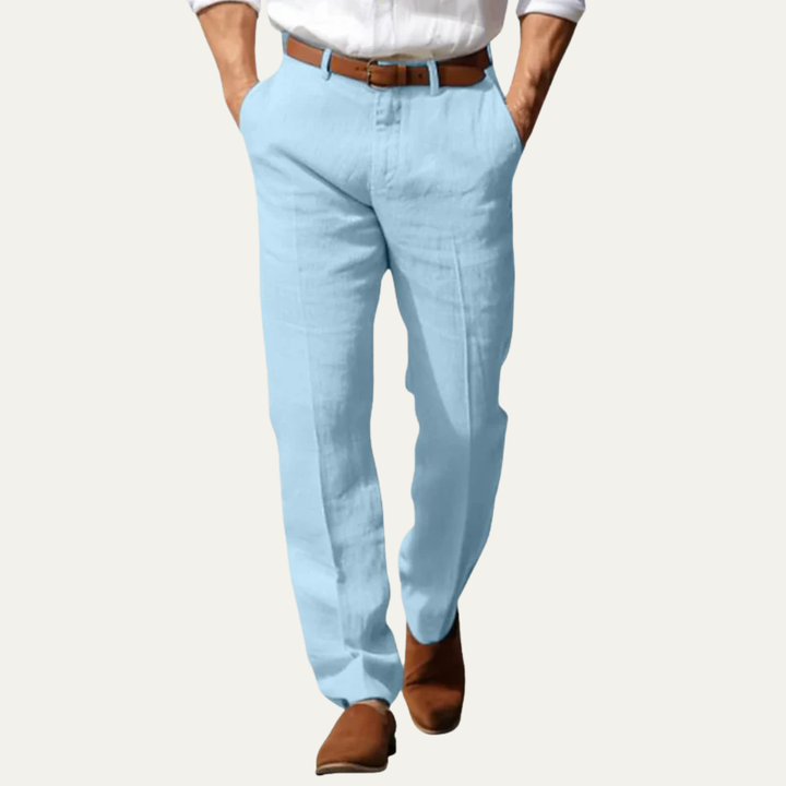 Mens Linen Blend Trousers Relaxed Fit