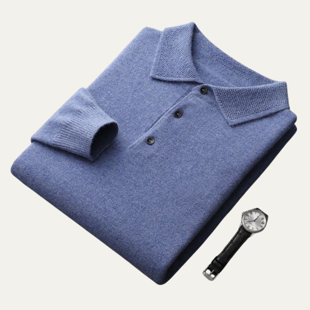 Mens Polo Sweater Smooth Knit Regular Fit