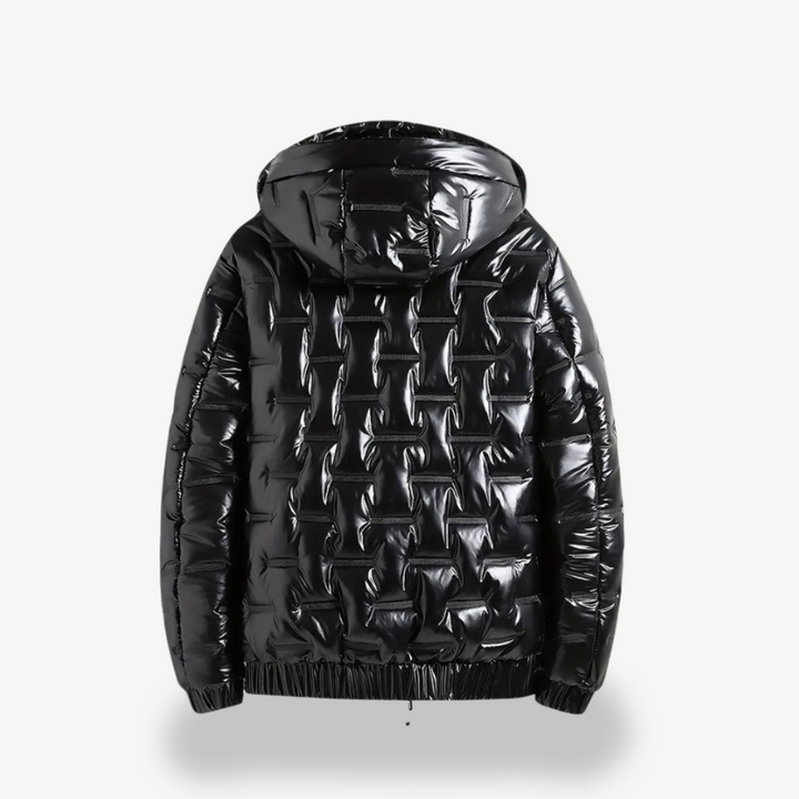 Mens Hooded Puffer Jacket Shiny Finish
