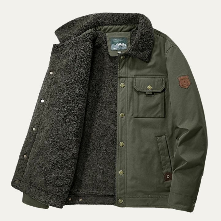 Mens Winter Sherpa Coat Windproof with Pockets
