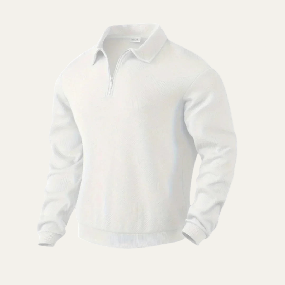 Mens Quarter Zip Polo Sweater Textured Fit