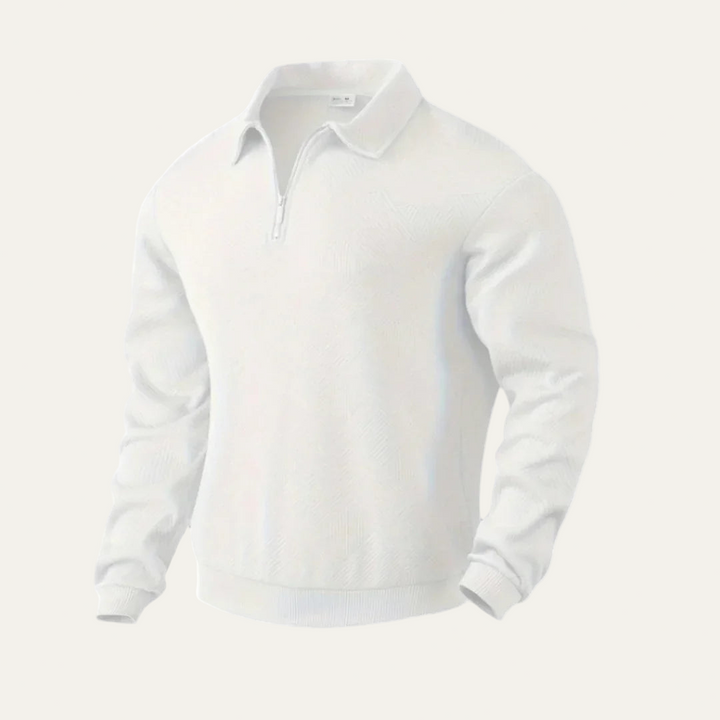 Mens Quarter Zip Polo Sweater Textured Fit
