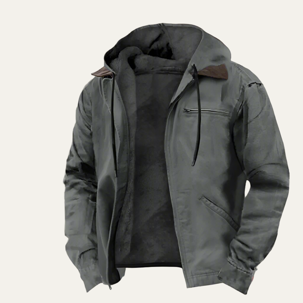Mens Hooded Cotton Zip Jacket Warm Fit