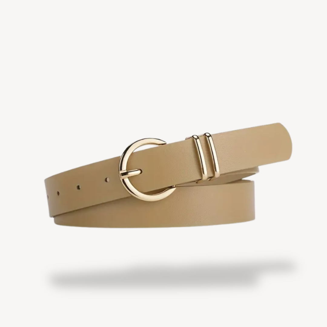 Womens Faux Leather Belt with Buckle