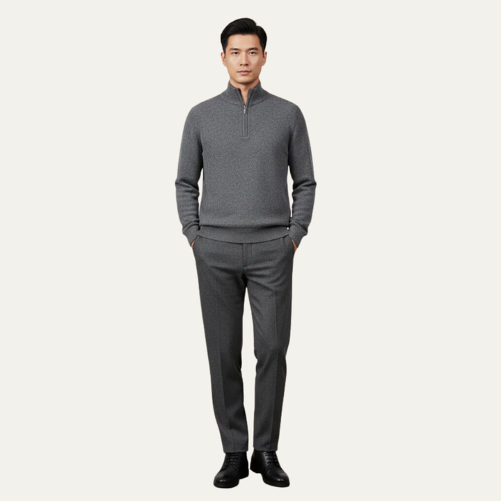 Mens Knit Sweater Tailored Fit Zip-Up