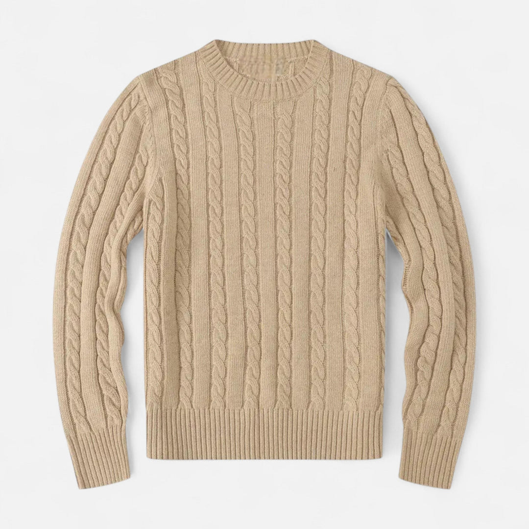 Mens Cotton Knit Sweater with Round Neck Classic Fit