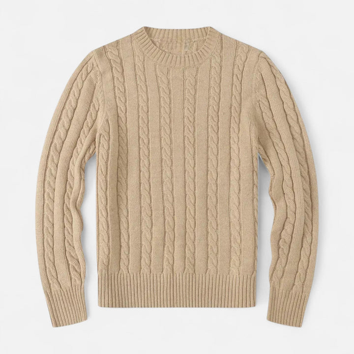 Mens Cotton Knit Sweater with Round Neck Classic Fit