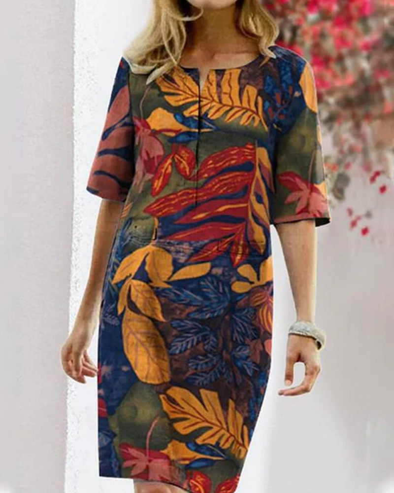 Womens Casual Sundress Floral Pattern Short Sleeve