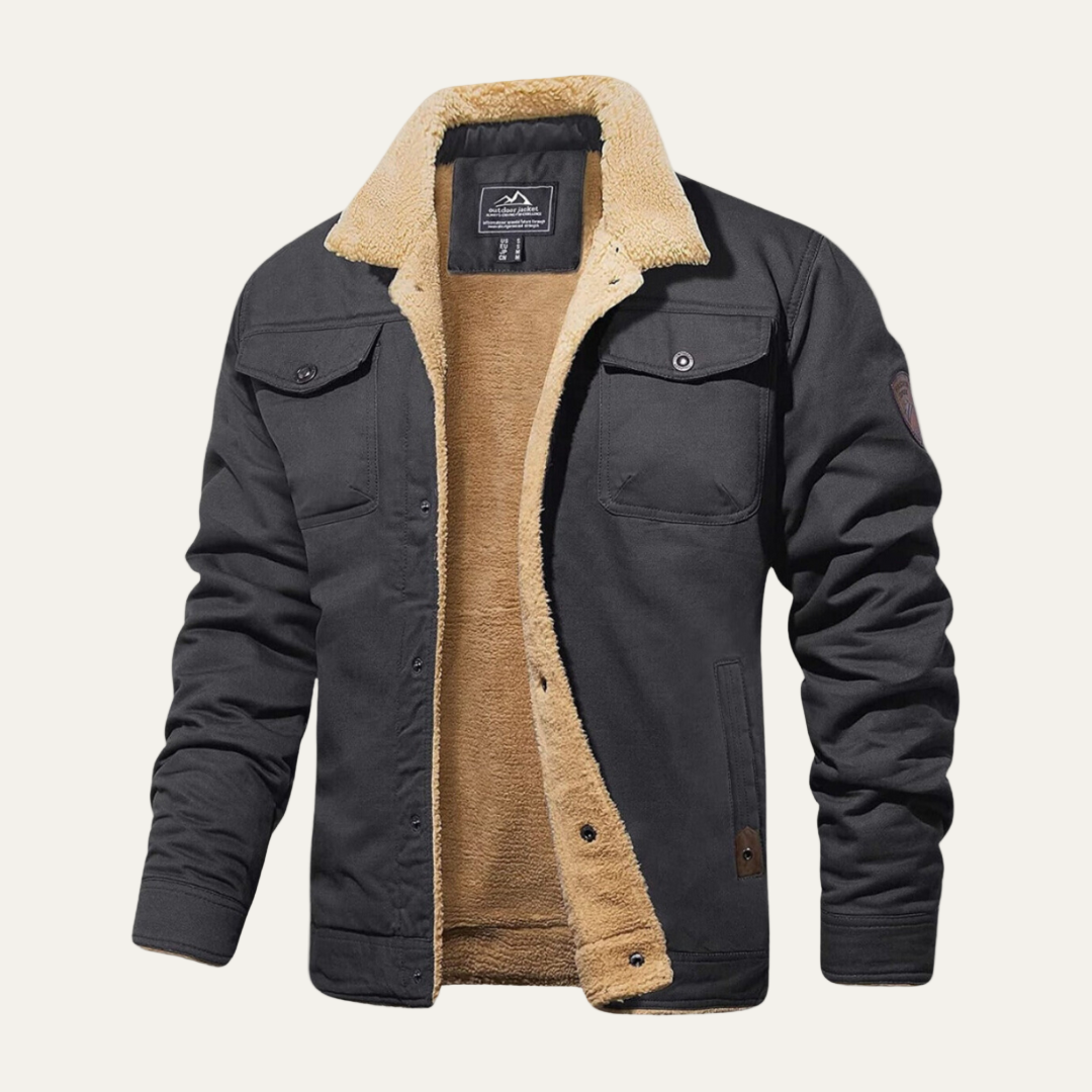 Mens Utility Jacket Faux Shearling Lined Heavy