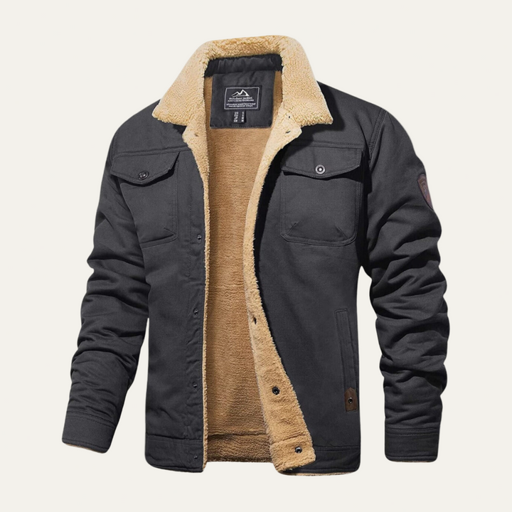 Mens Utility Jacket Faux Shearling Lined Heavy
