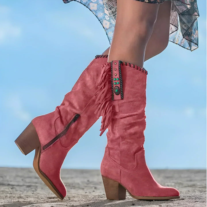 Womens Western Cowboy Boots Tall Heel