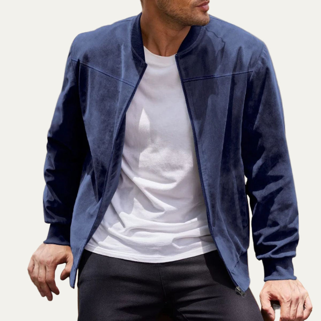 Mens Bomber Jacket Suede Look Casual Fit
