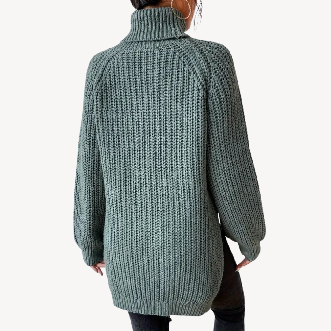 Womens Chunky Knit Sweater with Turtleneck