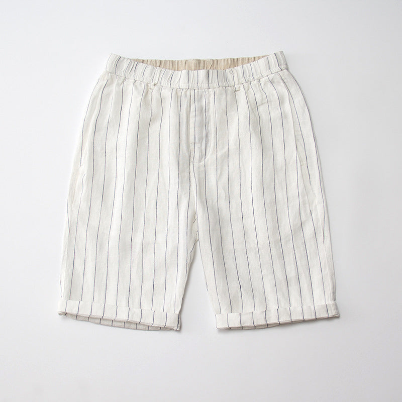 Mens Linen Shorts High Waist Classic Fit
