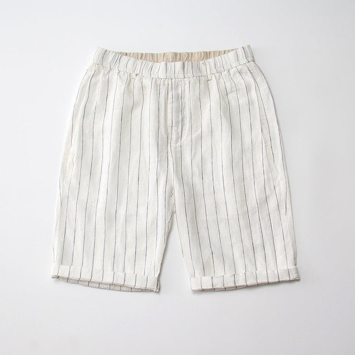 Mens Linen Shorts High Waist Classic Fit