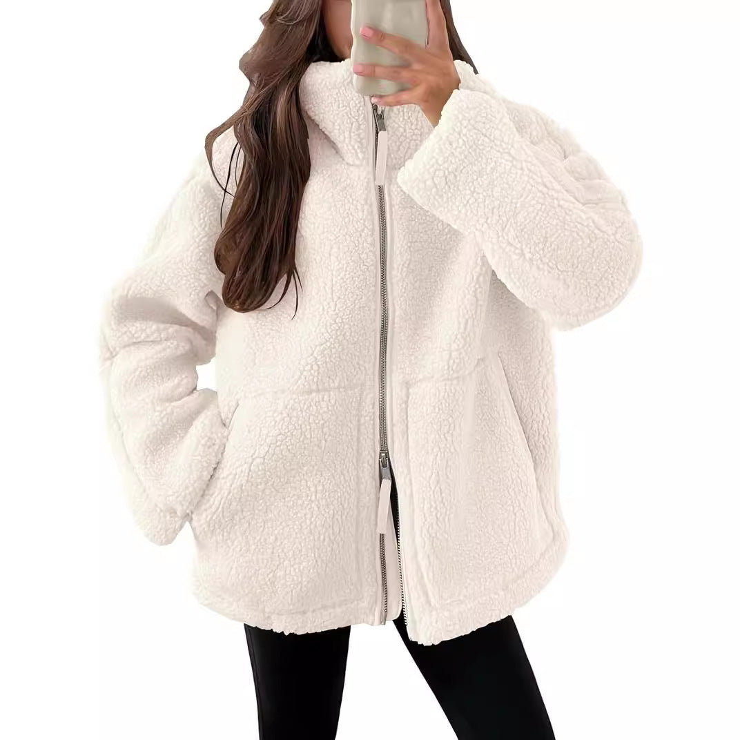 Womens Fleece Jacket Cozy Warm Zipper Front