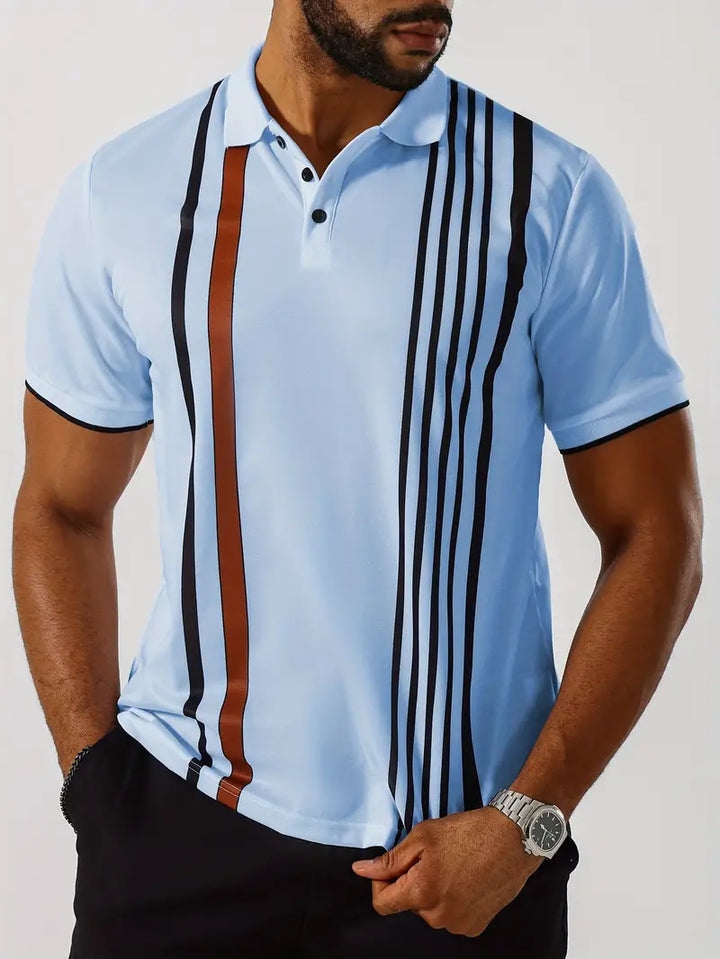 Mens Retro Stripe Cotton T-Shirt Regular Fit