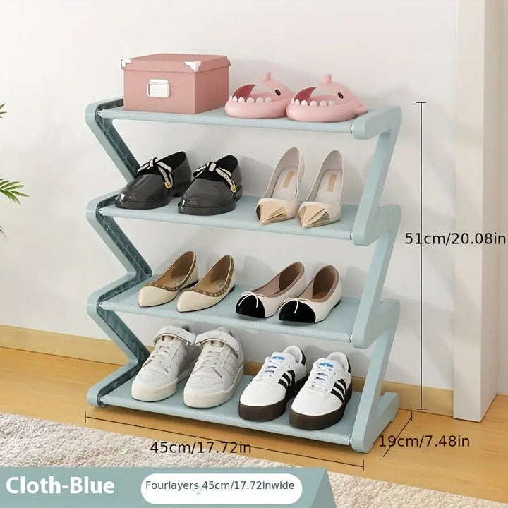 Stackable 4-Tier Shoe Rack Z-Shaped Storage Organizer