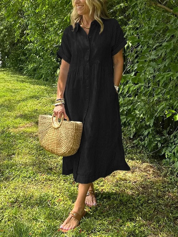 Womens Summer Dress Lightweight Stripe Relaxed Fit
