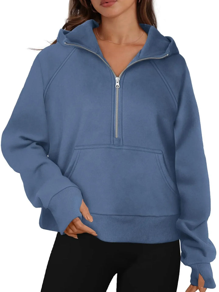Unisex Fleece Pullover Jacket with Pouch Pocket