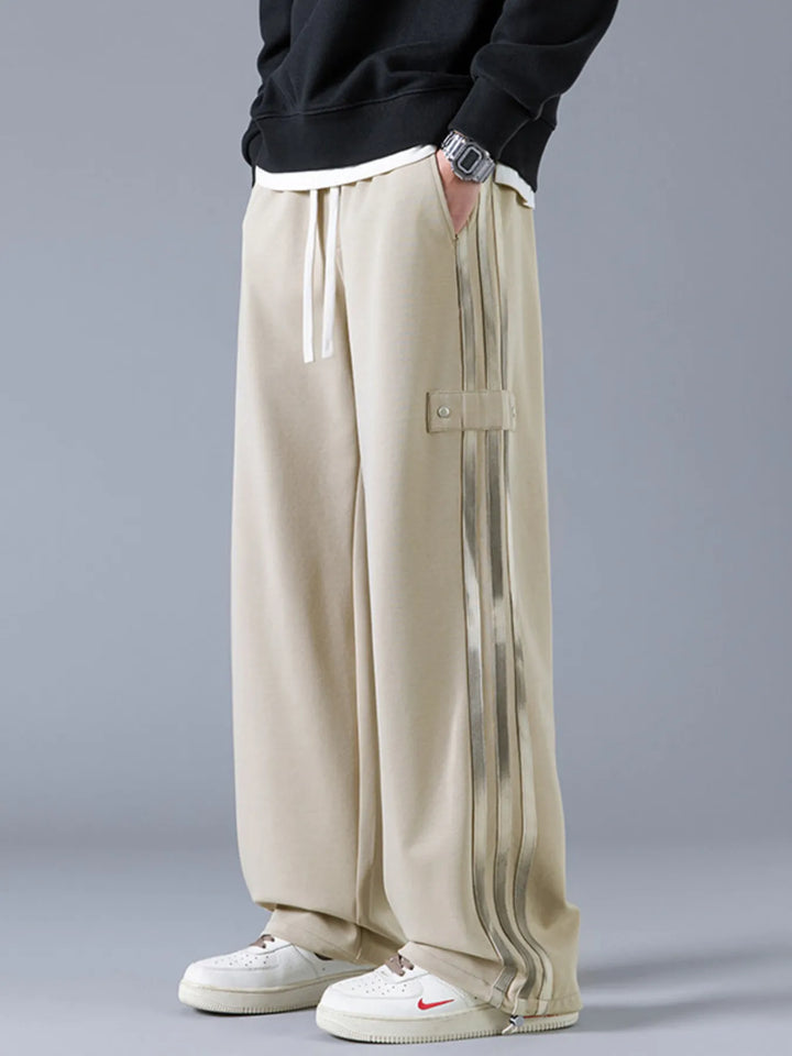 Mens Jogger Pants Relaxed Fit Side Stripe - BritishMode