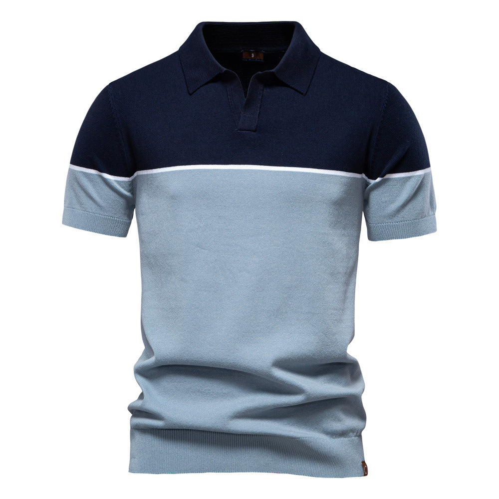 Mens Polo Shirt Short Sleeve Two-Tone Design - BritishMode