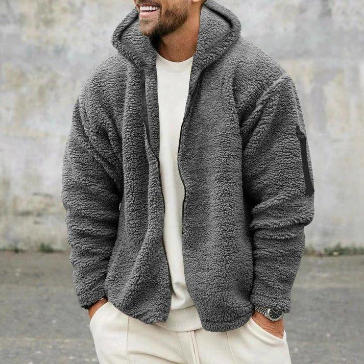Mens Hooded Zip-Up Jacket Retro Style
