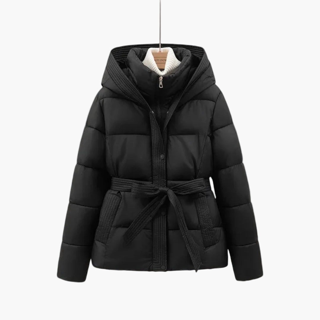 Womens Winter Parka Coat Belted Elegant Fit - BritishMode