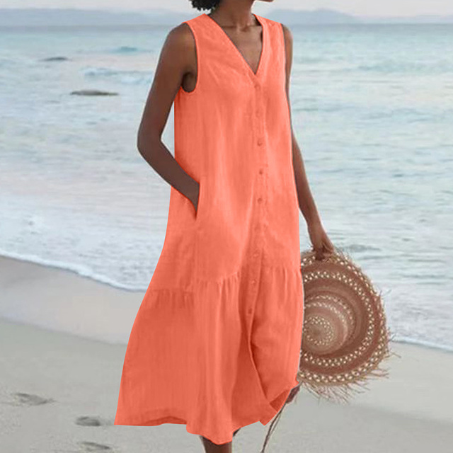 Womens Sundress Button Down Casual Classic Fit