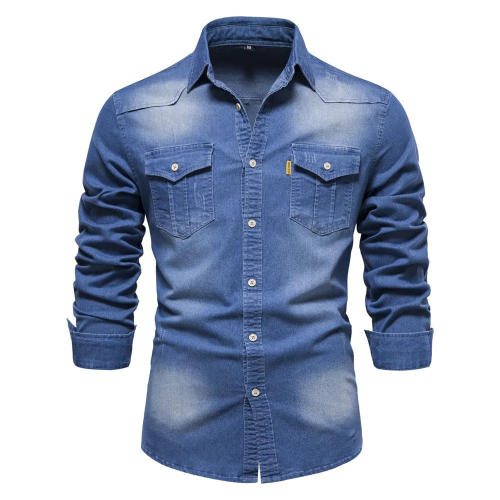Mens Denim Shirt Classic Western Style