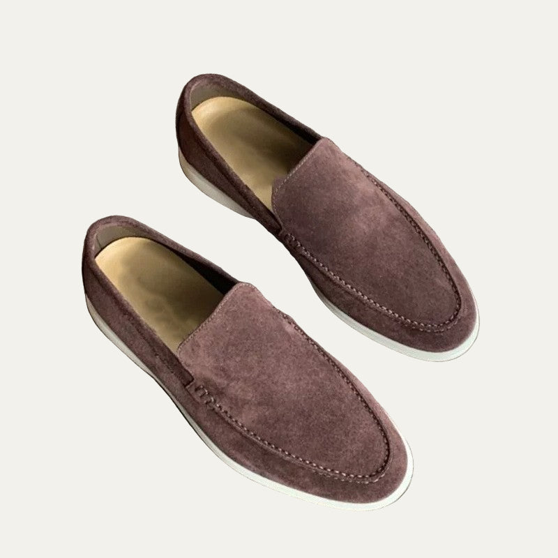 Mens Suede Platform Loafers Slip-On Modern Style