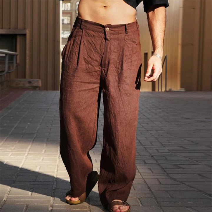 Womens Lightweight Linen Trousers Relaxed Fit