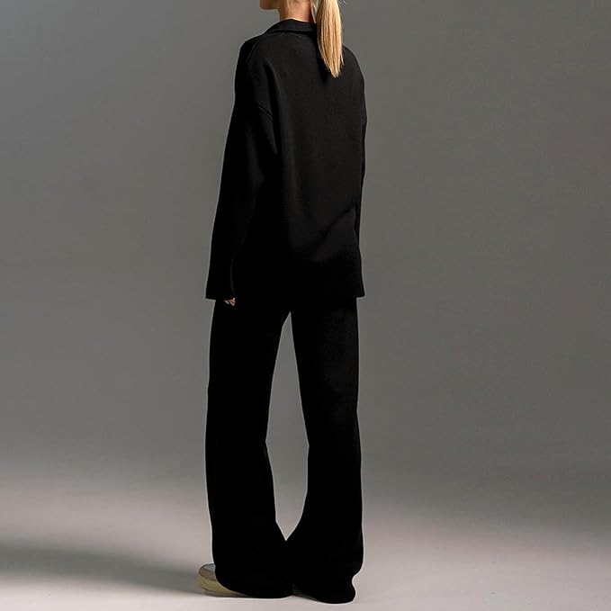 Womens Wide Leg Pants Set Relaxed Fit