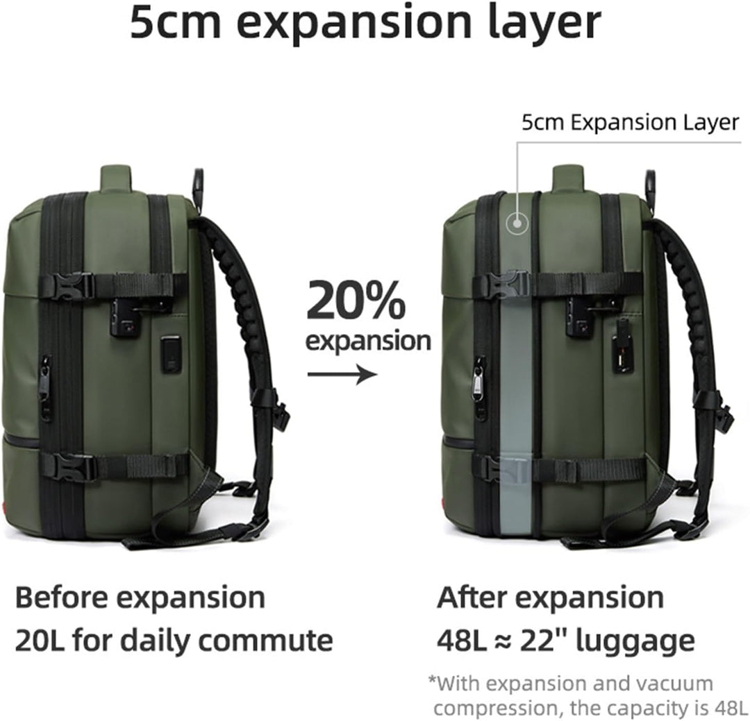 Unisex Travel Backpack Waterproof Expandable Vacuum Compression