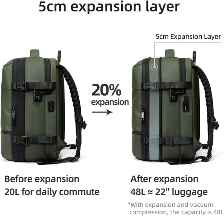 Unisex Travel Backpack Waterproof Expandable Vacuum Compression