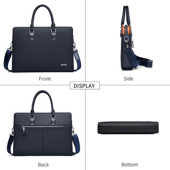 Mens Leather Business Briefcase Multi-Compartment Professional Style