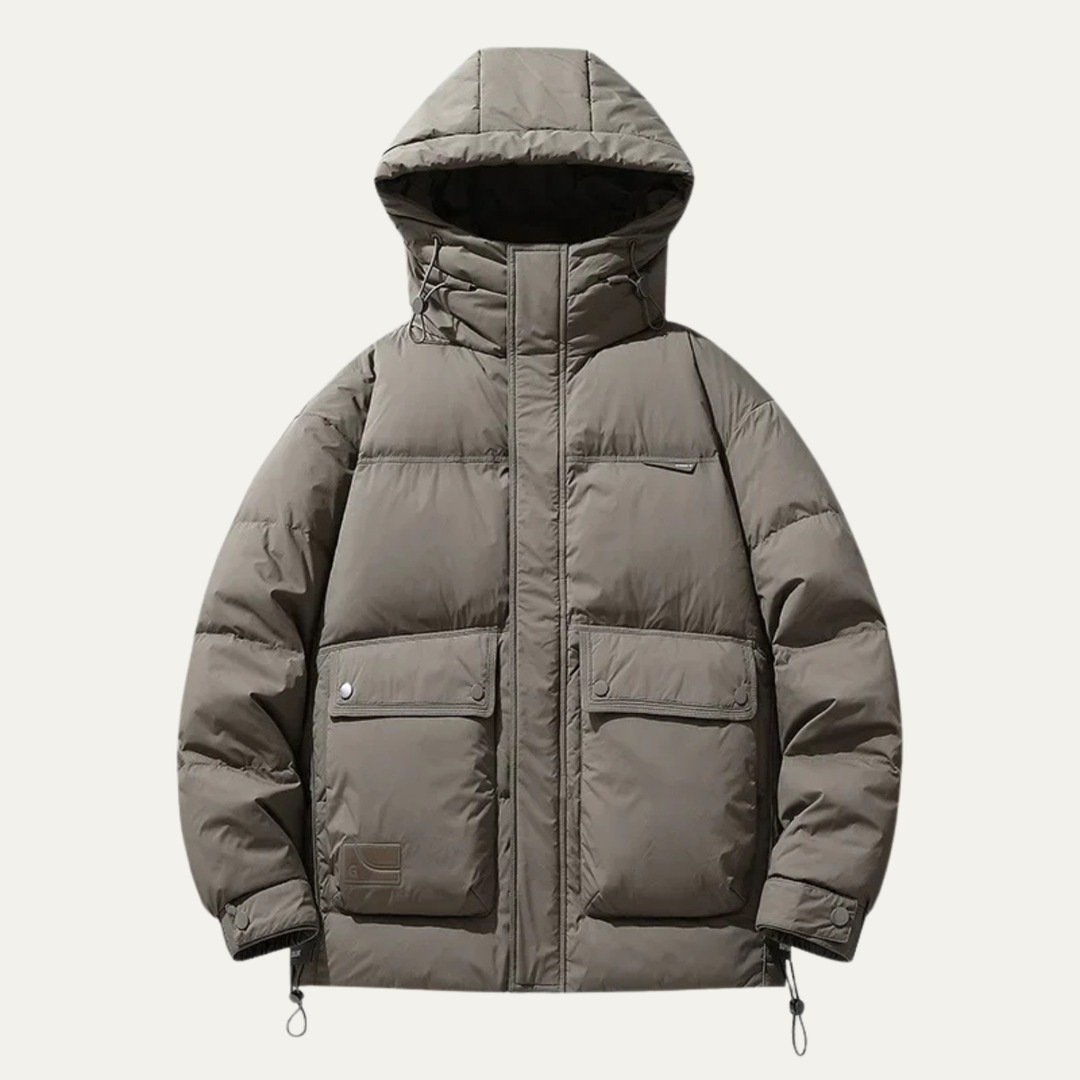 Mens Down Puffer Jacket Thick Insulated Hooded Winter