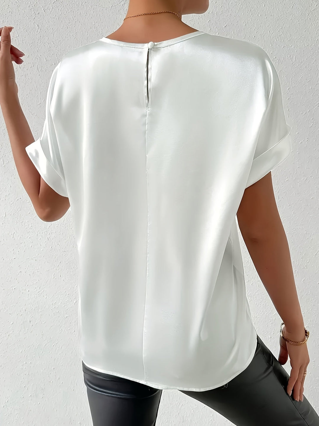 Womens Summer Blouse Linen-Like Fabric Loose Fit Elegant Style