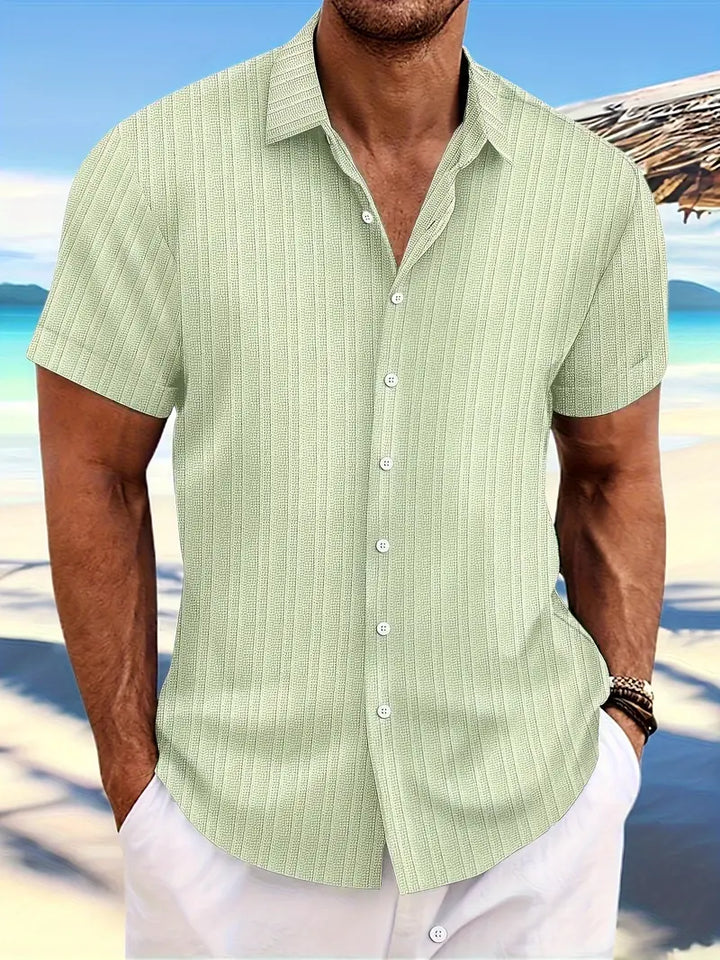 Mens Relaxed Fit Shirt Striped Cotton