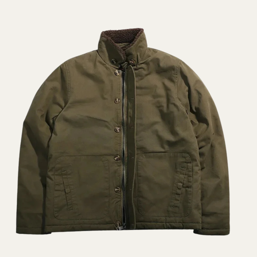 Mens Military Cotton Jacket Sherpa Lined Vintage Style - BritishMode