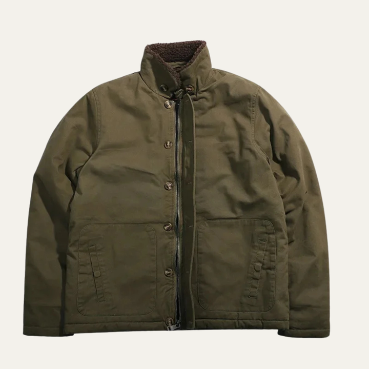 Mens Military Cotton Jacket Sherpa Lined Vintage Style - BritishMode