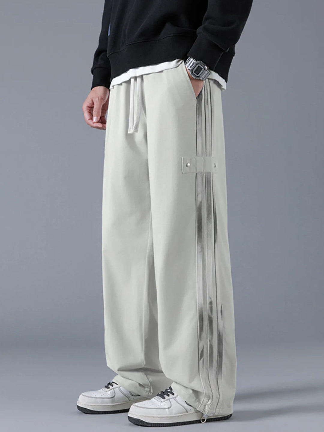 Mens Jogger Pants Relaxed Fit Side Stripe
