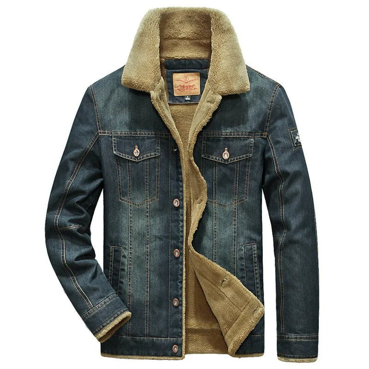Mens Denim Windbreaker Jacket Fleece Lined Comfortable Fit - BritishMode