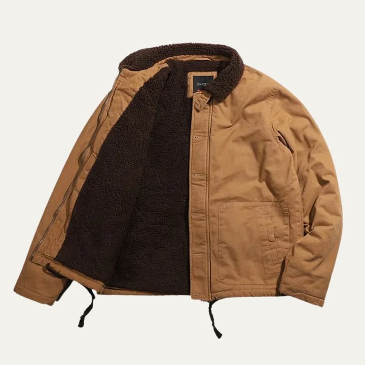 Mens Military Cotton Jacket Sherpa Lined Vintage Style
