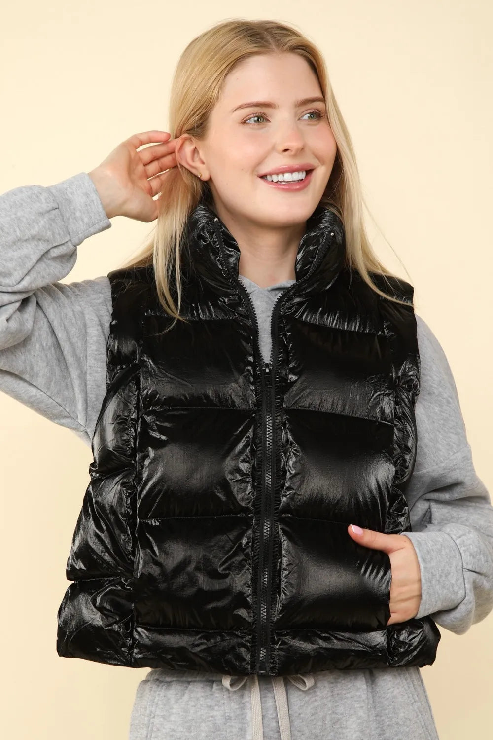 Womens Quilted Puffer Vest Glossy Lightweight - BritishMode