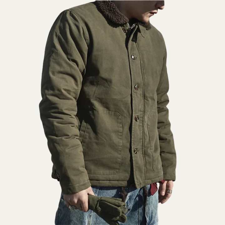 Mens Military Cotton Jacket Sherpa Lined Vintage Style