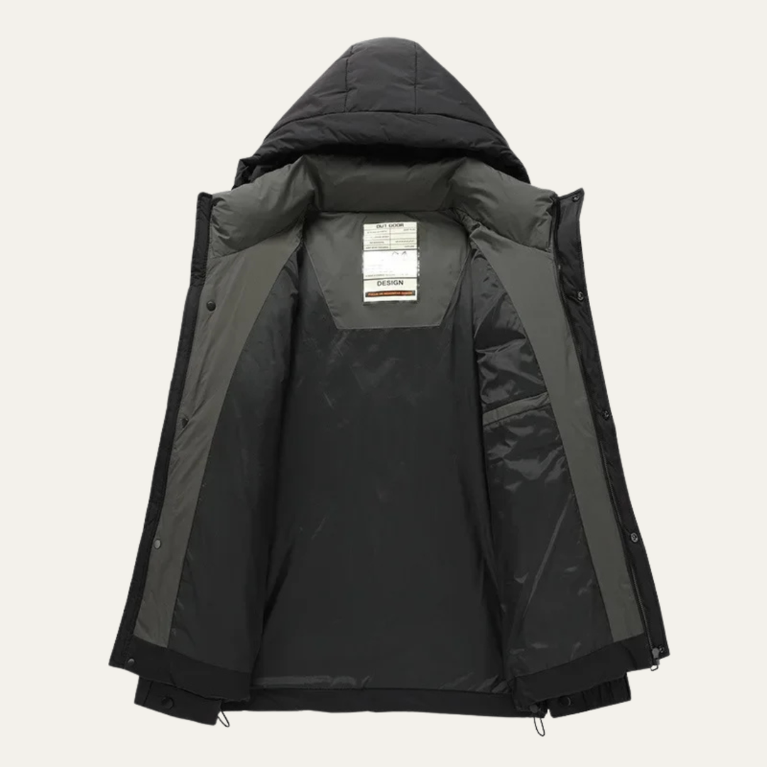 Mens Down Puffer Jacket Thick Insulated Hooded Winter