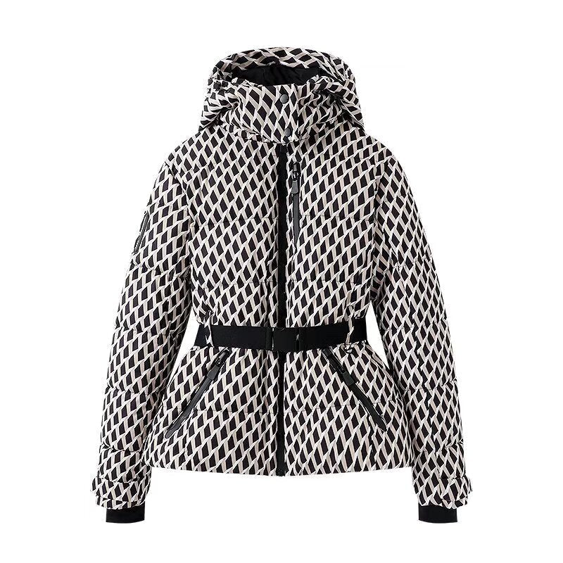 Womens Padded Coat with Tie Belt Fitted Waist - BritishMode