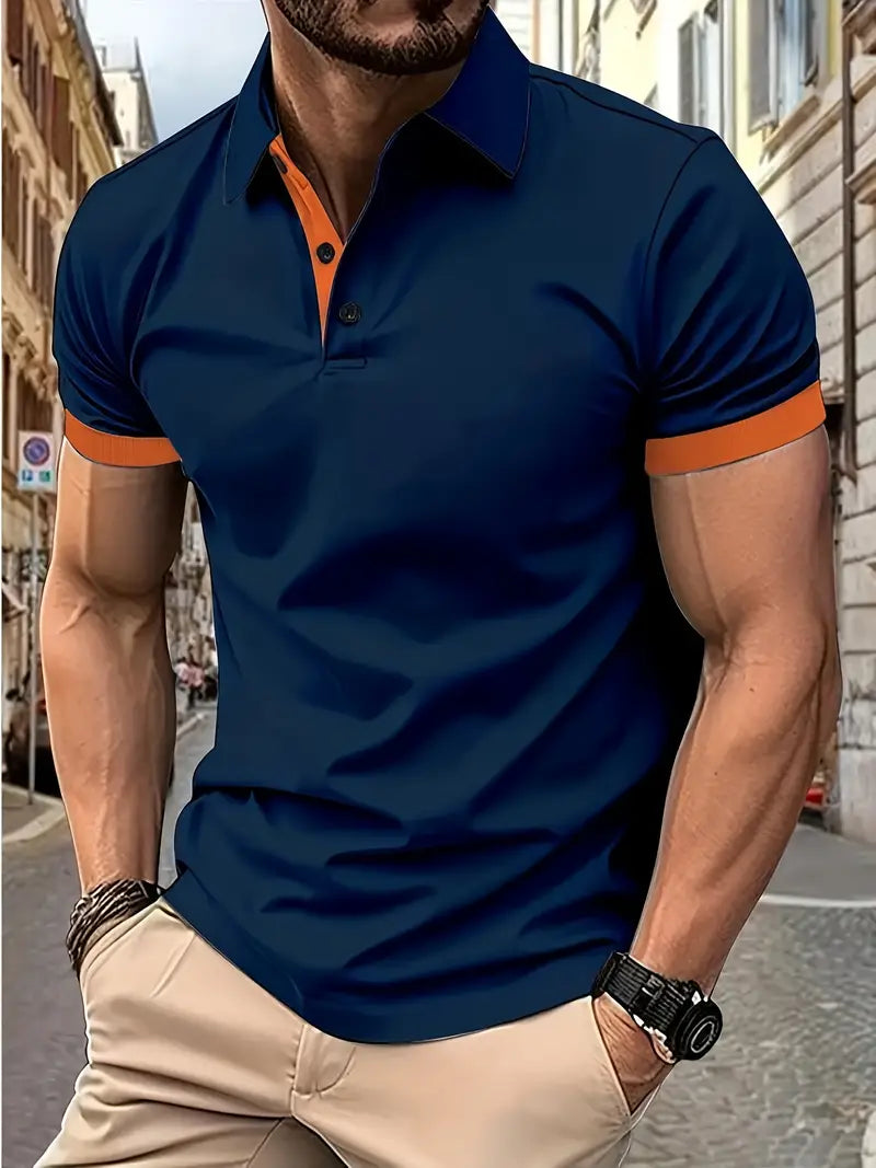 Mens Casual Shirt Colorblock Pattern Regular Fit