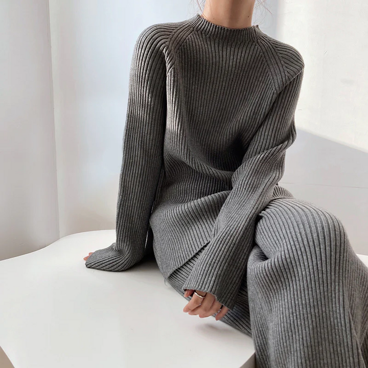 Womens Ribbed Knit Jumpsuit Set Wide Leg Comfortable Fit